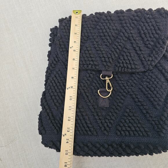 Panache Apparel Black Textured Chunky Knit Textile Backpack - Picture 7 of 8